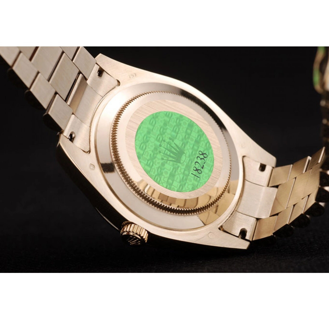 Rolex aaa copy Gold Dial DayDate Rolex Black Stainless 41998 Ribbed Steel Bezel Swiss 0709